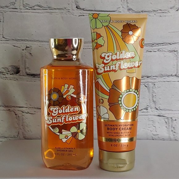 BATH & BODY WORKS 'GOLDEN SUNFLOWER' 2-PIECE BODY WASH, CREAM SET 'DISCO EDITION - Picture 2 of 14